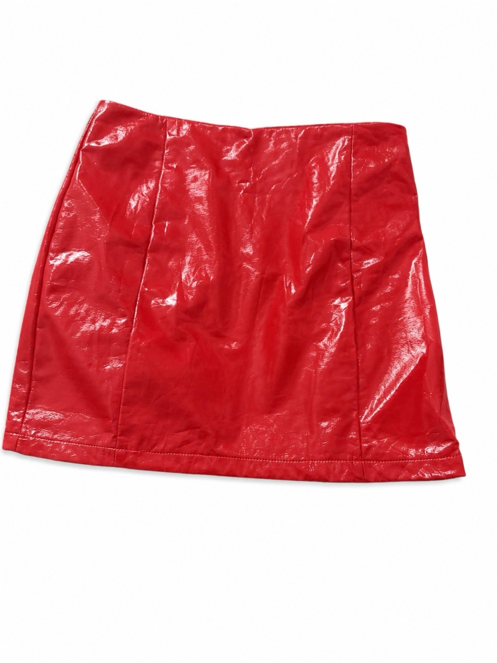 Red Faux Leather Mini Skirt